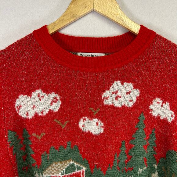 Woman's Red Holiday Christmas Sweater - Size Medium Festive Cozy - Picture 2 of 10